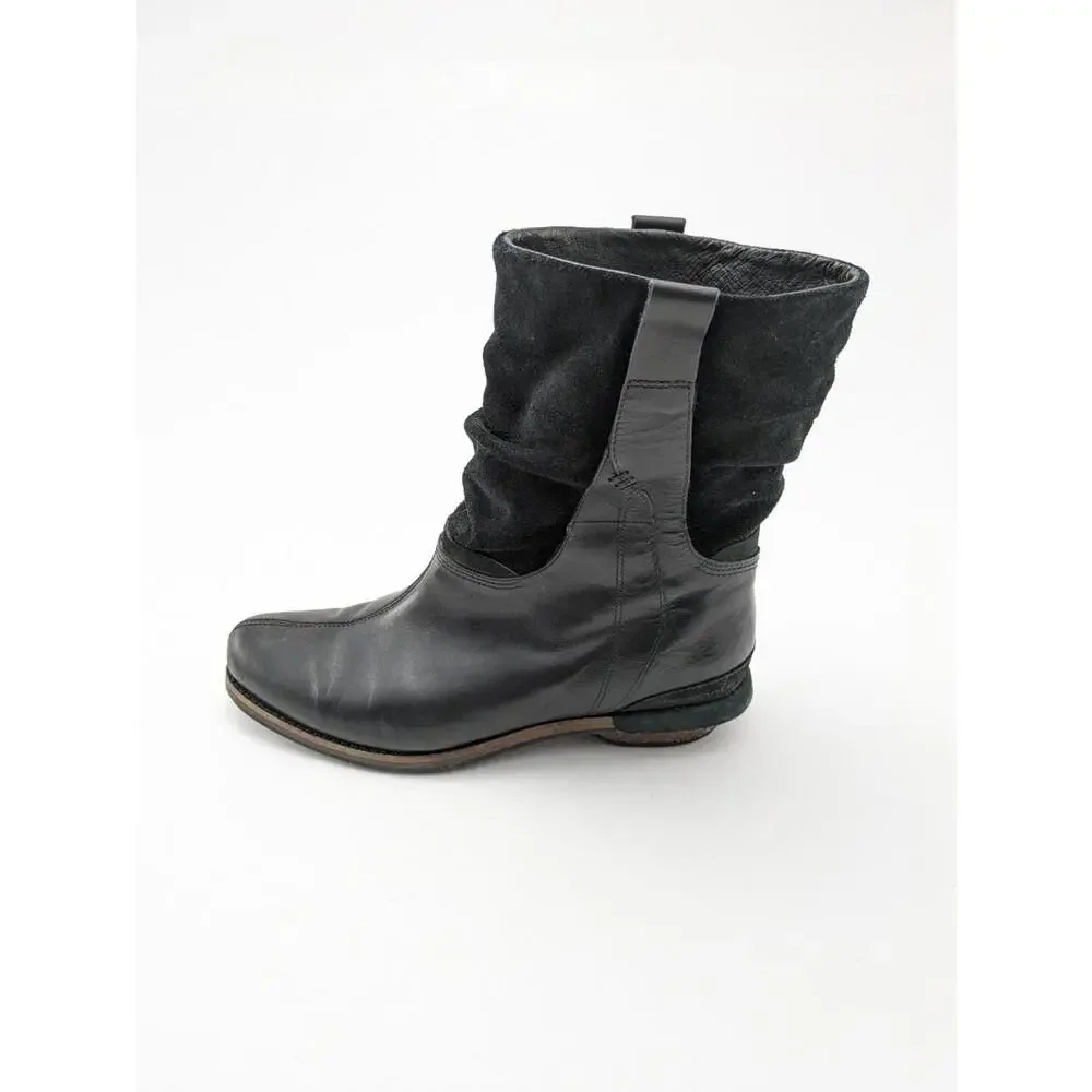 Womens Patagonia Addie Ruffle Slouch Black Leather Outdoor Boots‎ T10818 Size 8